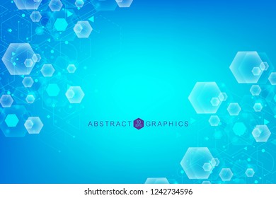 Modern futuristic background of the scientific hexagonal pattern. Virtual abstract background with particle, molecule structure for medical, technology, chemistry, science. Social network vector.