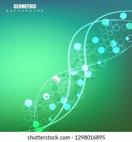 Modern futuristic background of the scientific hexagonal pattern. Virtual abstract background with particle, molecule structure for medical, technology, chemistry, science. Social network vector.