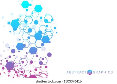 Modern futuristic background of the scientific hexagonal pattern. Virtual abstract background with particle, molecule structure for medical, technology, chemistry, science. Social network vector.