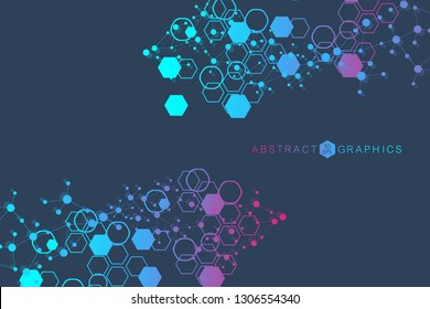 Modern futuristic background of the scientific hexagonal pattern. Virtual abstract background with particle, molecule structure for medical, technology, chemistry, science. Social network vector.