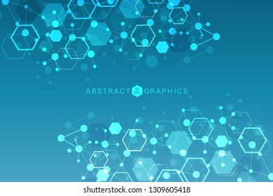 Modern futuristic background of the scientific hexagonal pattern. Virtual abstract background with particle, molecule structure for medical, technology, chemistry, science. Social network vector.