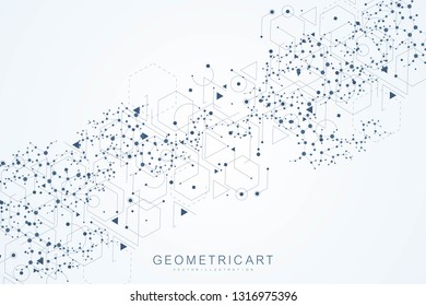 Modern futuristic background of the scientific hexagonal pattern. Virtual abstract background with particle, molecule structure for medical, technology, chemistry, science. Social network vector.