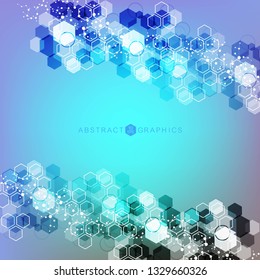 Modern futuristic background of the scientific hexagonal pattern. Virtual abstract background with particle, molecule structure for medical, technology, chemistry, science. Social network vector.