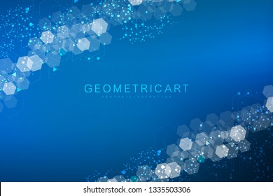 Modern futuristic background of the scientific hexagonal pattern. Virtual abstract background with particle, molecule structure for medical, technology, chemistry, science. Social network vector.