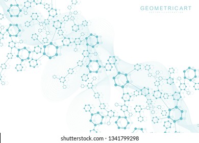 Modern futuristic background of the scientific hexagonal pattern. Virtual abstract background with particle, molecule structure for medical, technology, chemistry, science. Social network vector.