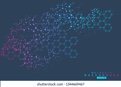 Modern futuristic background of the scientific hexagonal pattern. Virtual abstract background with particle, molecule structure for medical, technology, chemistry, science. Social network vector.