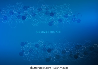 Modern futuristic background of the scientific hexagonal pattern. Virtual abstract background with particle, molecule structure for medical, technology, chemistry, science. Social network vector.