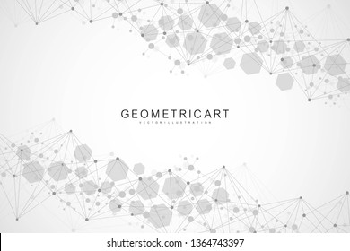 Modern futuristic background of the scientific hexagonal pattern. Virtual abstract background with particle, molecule structure for medical, technology, chemistry, science. Social network vector.