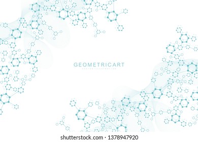 Modern futuristic background of the scientific hexagonal pattern. Virtual abstract background with particle, molecule structure for medical, technology, chemistry, science. Social network vector.
