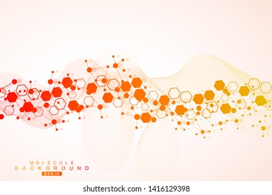 Modern futuristic background of the scientific hexagonal pattern. Virtual abstract background with particle, molecule structure for medical, technology, chemistry, science. Social network vector