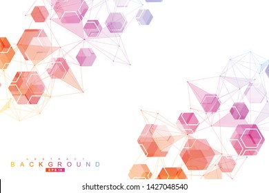 Modern futuristic background of the scientific hexagonal pattern. Virtual abstract background with particle, molecule structure for medical, technology, chemistry, science. Social network vector