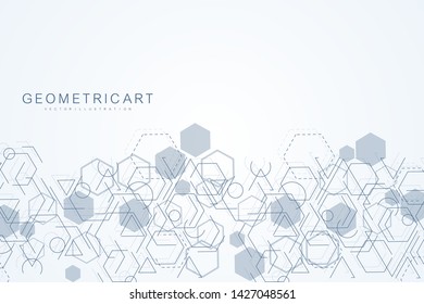 Modern futuristic background of the scientific hexagonal pattern. Virtual abstract background with particle, molecule structure for medical, technology, chemistry, science. Social network vector