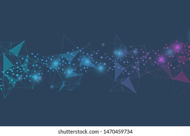 Modern futuristic background of the scientific hexagonal pattern. Virtual abstract background with particle, molecule structure for medical, technology, chemistry, science. Social network vector