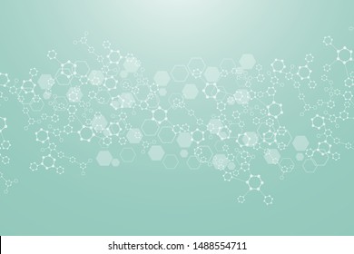 Modern futuristic background of the scientific hexagonal pattern. Virtual abstract background with particle, molecule structure for medical, technology, chemistry, science. Social network vector