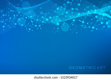 Modern futuristic background of the scientific hexagonal pattern. Virtual abstract background with particle, molecule structure for medical, technology, chemistry, science. Social network vector