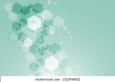 Modern futuristic background of the scientific hexagonal pattern. Virtual abstract background with particle, molecule structure for medical, technology, chemistry, science. Social network vector.