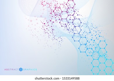 Modern futuristic background of the scientific hexagonal pattern. Virtual abstract background with particle, molecule structure for medical, technology, chemistry, science. Social network vector