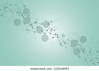 Modern futuristic background of the scientific hexagonal pattern. Virtual abstract background with particle, molecule structure for medical, technology, chemistry, science. Social network vector
