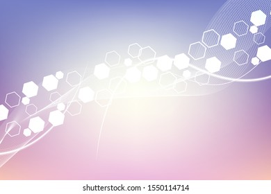 Modern futuristic background of the scientific hexagonal pattern. Virtual abstract background with particle, molecule structur 