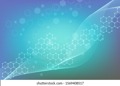 Modern futuristic background of the scientific hexagonal pattern. Virtual abstract background with particle, molecule structure for medical, technology, chemistry, science. Social network vector