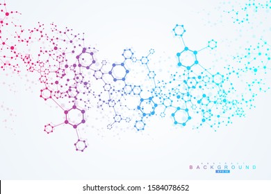 Modern futuristic background of the scientific hexagonal pattern. Virtual abstract background with particle, molecule structure for medical, technology, chemistry, science. Social network vector