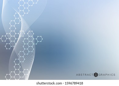 Modern futuristic background of the scientific hexagonal pattern. Virtual abstract background with particle, molecule structure for medical, technology, chemistry, science. Social network vector