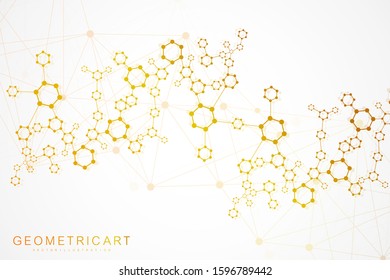 Modern futuristic background of the scientific hexagonal pattern. Virtual abstract background with particle, molecule structure for medical, technology, chemistry, science. Social network vector