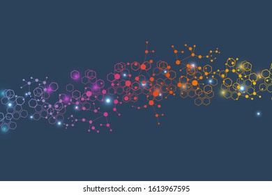 Modern futuristic background of the scientific hexagonal pattern. Virtual abstract background with particle, molecule structure for medical, technology, chemistry, science. Social network vector