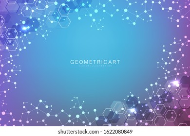 Modern futuristic background of the scientific hexagonal pattern. Virtual abstract background with particle, molecule structure for medical, technology, chemistry, science. Social network vector