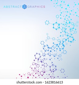 Modern futuristic background of the scientific hexagonal pattern. Virtual abstract background with particle, molecule structure for medical, technology, chemistry, science. Social network vector