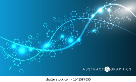 Modern futuristic background of the scientific hexagonal pattern. Virtual abstract background with particle, molecule structure for medical, technology, chemistry, science. Social network vector