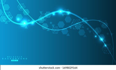 Modern futuristic background of the scientific hexagonal pattern. Virtual abstract background with particle, molecule structure for medical, technology, chemistry, science. Social network vector
