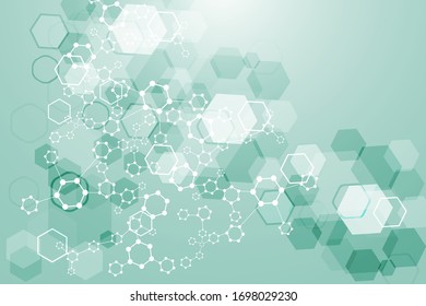Modern futuristic background of the scientific hexagonal pattern. Virtual abstract background with particle, molecule structure for medical, technology, chemistry, science. Social network vector