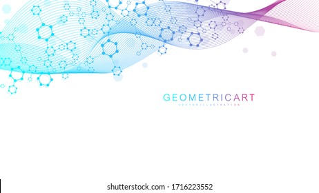 Modern futuristic background of the scientific hexagonal pattern. Virtual abstract background with particle, molecule structure for medical, technology, chemistry, science. Social network vector