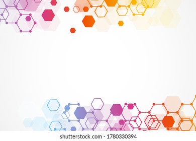 Fondo futurista moderno del patrón científico hexagonal. Fondo abstracto virtual con partícula, estructura molécula para medicina, tecnología, química, ciencia. vector de red social