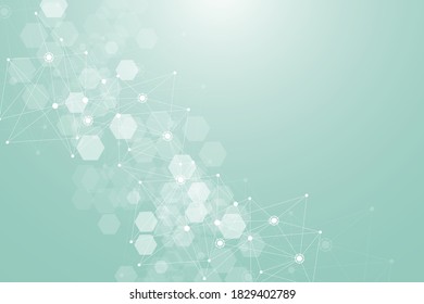 Modern futuristic background of the scientific hexagonal pattern. Virtual abstract background with particle, molecule structure for medical, technology, chemistry, science. Social network vector