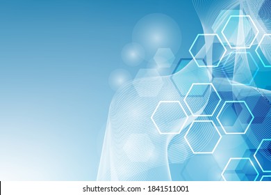 Modern futuristic background of the scientific hexagonal pattern. Virtual abstract background with particle, molecule structure for medical, technology, chemistry, science. Social network vector