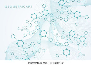 Modern futuristic background of the scientific hexagonal pattern. Virtual abstract background with particle, molecule structure for medical, technology, chemistry, science. Social network vector