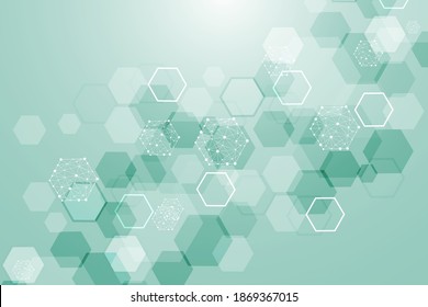 Fondo futurista moderno del patrón científico hexagonal. Fondo abstracto virtual con partícula, estructura molécula para medicina, tecnología, química, ciencia. vector de red social