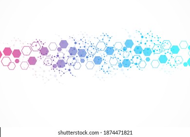 Modern futuristic background of the scientific hexagonal pattern. Virtual abstract background with particle, molecule structure for medical, technology, chemistry, science. Social network vector