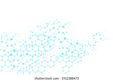 Fondo futurista moderno del patrón científico hexagonal. Fondo abstracto virtual con partícula, estructura molécula para medicina, tecnología, química, ciencia. vector de red social