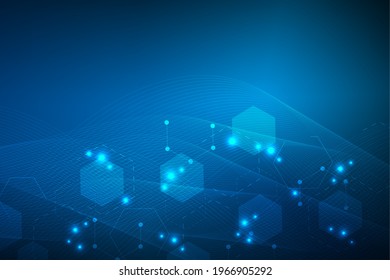 Modern futuristic background of the scientific hexagonal pattern. Virtual abstract background with particle, molecule structure for medical, technology, chemistry, science. Social network vector.