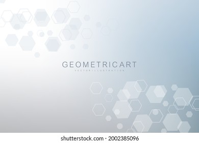 Moderner futuristischer Hintergrund des sechseckigen wissenschaftlichen Musters. Virtueller abstrakter Hintergrund mit Teilchen, Molekülstruktur für Medizin, Technologie, Chemie, Wissenschaft. Social Network Vektor.