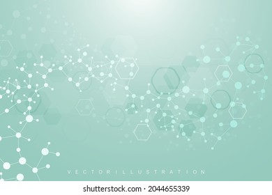 Modern futuristic background of the scientific hexagonal pattern. Virtual abstract background with particle, molecule structure for medical, technology, chemistry, science. Social network vector