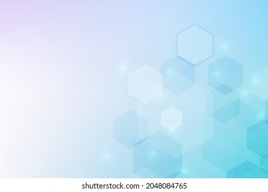 Moderner futuristischer Hintergrund des sechseckigen wissenschaftlichen Musters. Virtueller abstrakter Hintergrund mit Teilchen, Molekülstruktur für Medizin, Technologie, Chemie, Wissenschaft. Social Network Vektor