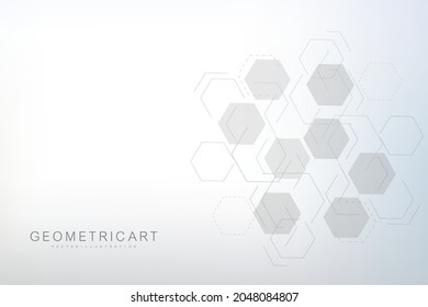 Modern futuristic background of the scientific hexagonal pattern. Virtual abstract background with particle, molecule structure for medical, technology, chemistry, science. Social network vector