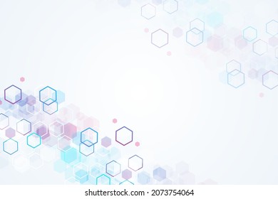 Modern futuristic background of the scientific hexagonal pattern. Virtual abstract background with particle, molecule structure for medical, technology, chemistry, science. Social network vector