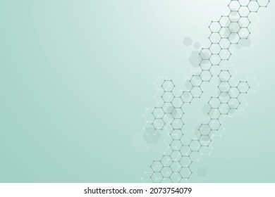 Modern futuristic background of the scientific hexagonal pattern. Virtual abstract background with particle, molecule structure for medical, technology, chemistry, science. Social network vector