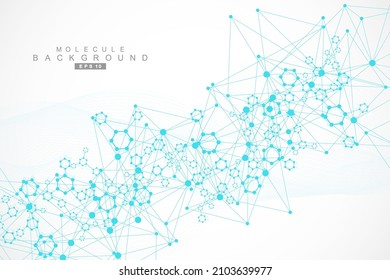 Moderner futuristischer Hintergrund des sechseckigen wissenschaftlichen Musters. Virtueller abstrakter Hintergrund mit Teilchen, Molekülstruktur für Medizin, Technologie, Chemie, Wissenschaft. Social Network Vektor