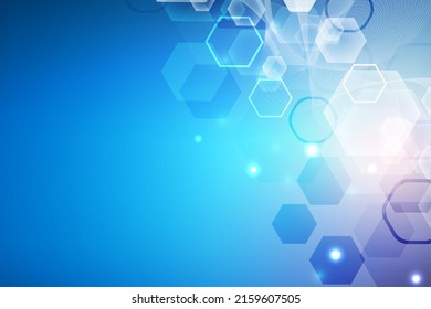 Modern futuristic background of the scientific hexagonal pattern. Virtual abstract background with particle, molecule structure for medical, technology, chemistry, science. Social network vector